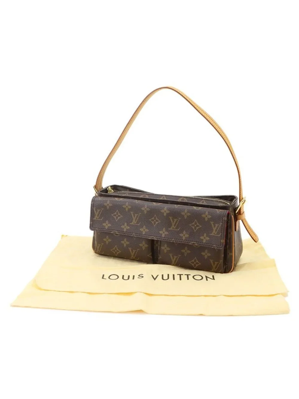 Louis Vuitton Monogram Viva Cite MM Shoulder Bag Brown Gold